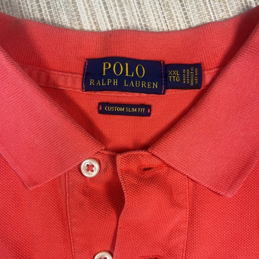 Polo by Ralph Lauren Men's Red Polo Shirt with Blue Logo - Picture 2 of 9